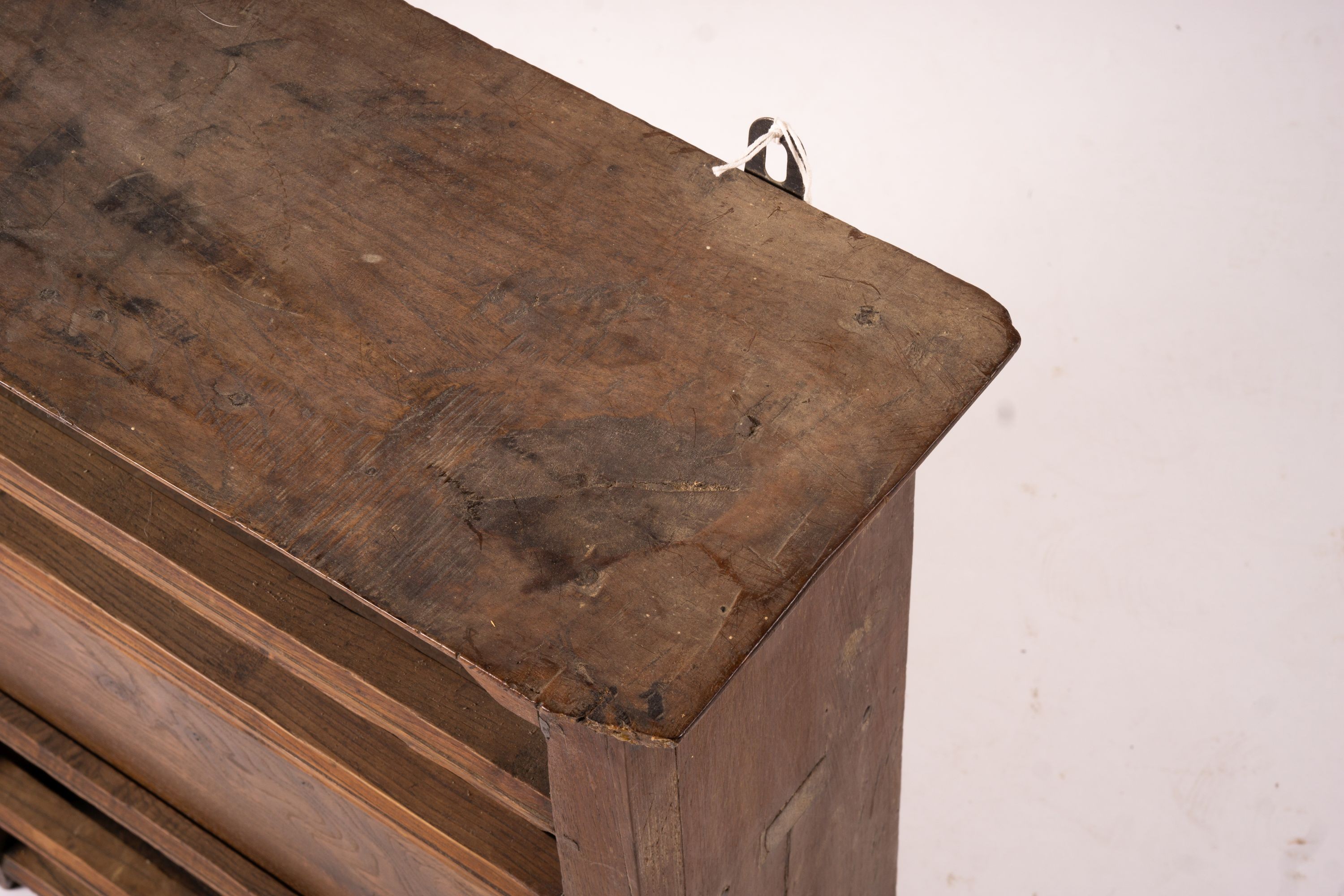 A late 18th century French provincial oak wall aumbry, width 64cm, depth 23cm, height 75cm